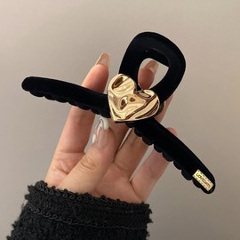 happykau Hair Clip, Large Hair Clip, Hair Clip, Large, Hair Clip, Secure, Hair Accessory, Adults, Korean, Cute, Fashionable, Gift (Black)