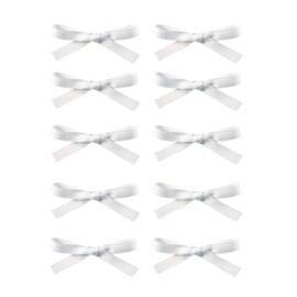Ayesha 10pcs White Hair Bows Ribbon Clips - Mini Coquette Bow Claw Clips for Women, Girls, Toddlers - Suitable for Thick and Fine Hair