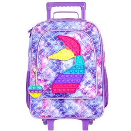 Kids Suitcases for Girls, Cute Mermaid luggage Rolling with Wheels, kids carry on luggage for Children Toddler Elementary - Purple