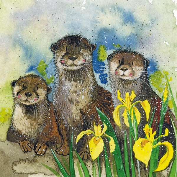 Alex Clark Otters Blank Card - Card For Any Occasion
