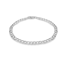 Men's Flat Curb Chain Necklace/Bracelet Chain Link Flat Square Sterling Silver 5mm | Tuscany Silver, Silver