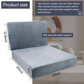 Chunlei Memory Foam Recliner Chair Cushions,Extra Large Non-Slip 4" Thick Supportive Lumbar Support Pillow for Elderly Supportive Seat Cushion with Lumbar Pillow for Rest(12.8" Backrest Height,Gray