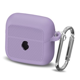 Silicone Case Cover for Skullcandy Mod, Portable Scratch Absorbing Anti-Drop LED Protective Case Compatible with Skullcandy Mod Wireless Earbuds with Keychain【Visible Front Logo】 Pale Taro Purple1