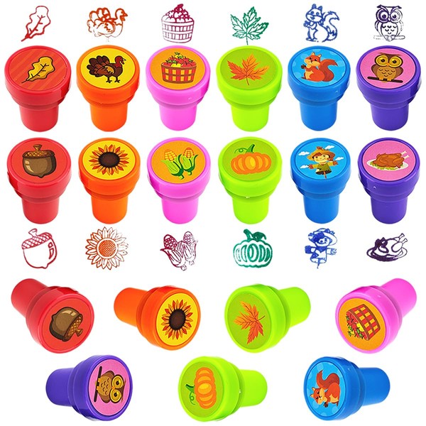 12 Pcs Fall Harvest Thanksgiving Print Stamp Set Self Inking