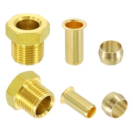 uxcell 4 Set Fit for 8mm Tube Brass Compression Assortment Kit, Sleeve Ferrule & Nut Kit & Insert Tube Fittings for Water Oil Air Pipe