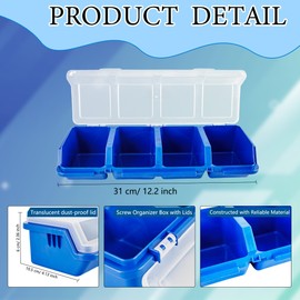 Spaluck 8 Pcs Screw Organizer Box Tool Bins with 4 Compartments Translucent Lid Tool Box Plastic Parts Organizer for Hardware Garage Workbench Craft Organizing Storage