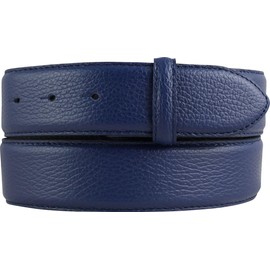 BELTINGER Interchangeable belt made of grained leather with quilted seam without buckle, 4 cm, fashionable press stud belt with pigment embossing, 40 mm, women and men, blue