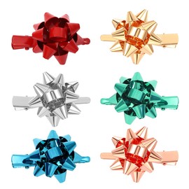 6PCS Christmas Bow Hair Clips for Women Girls Xmas Gift Bow Hair Clip Festive Alligator Hair Clips Holiday Hair Accessory Party Gifts (Style A - 6PCS Gift Bow)