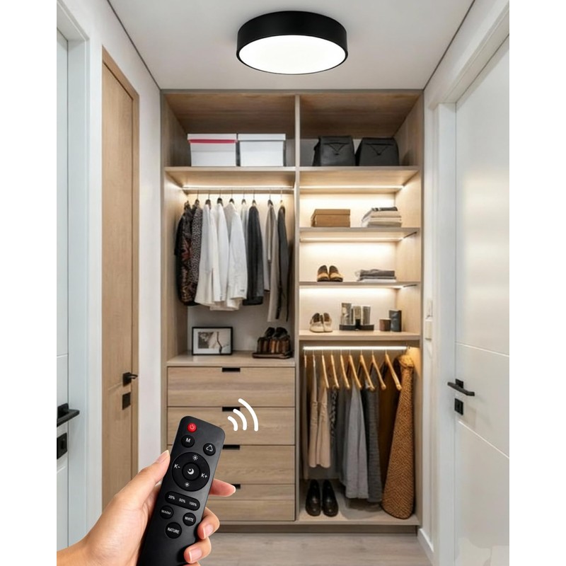 Kalium 13" Flush Mount Ceiling Light Fixture with Remote,24W Dimmable