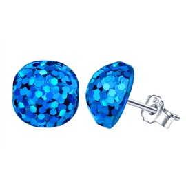 925 Sterling silver Woman's Earrings Studs, Colored resin earrings for girl, Classic round Stud, elegant and simple, gift for Birthday, Valentine's Day and Christmas