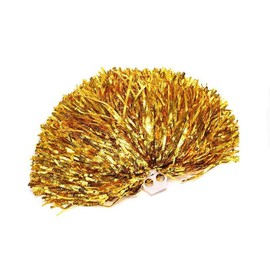 2Pcs Cheerleading Pom Poms Shining Metallic Foil Cheerleader Pom Poms Handheld Cheerleader Pompoms with Plastic Finger Ring for Sports Team Spirit Cheering (Gold)