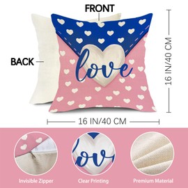 Valentines Day Love Decorative Throw Pillow Covers 16 x 16 Set of 4