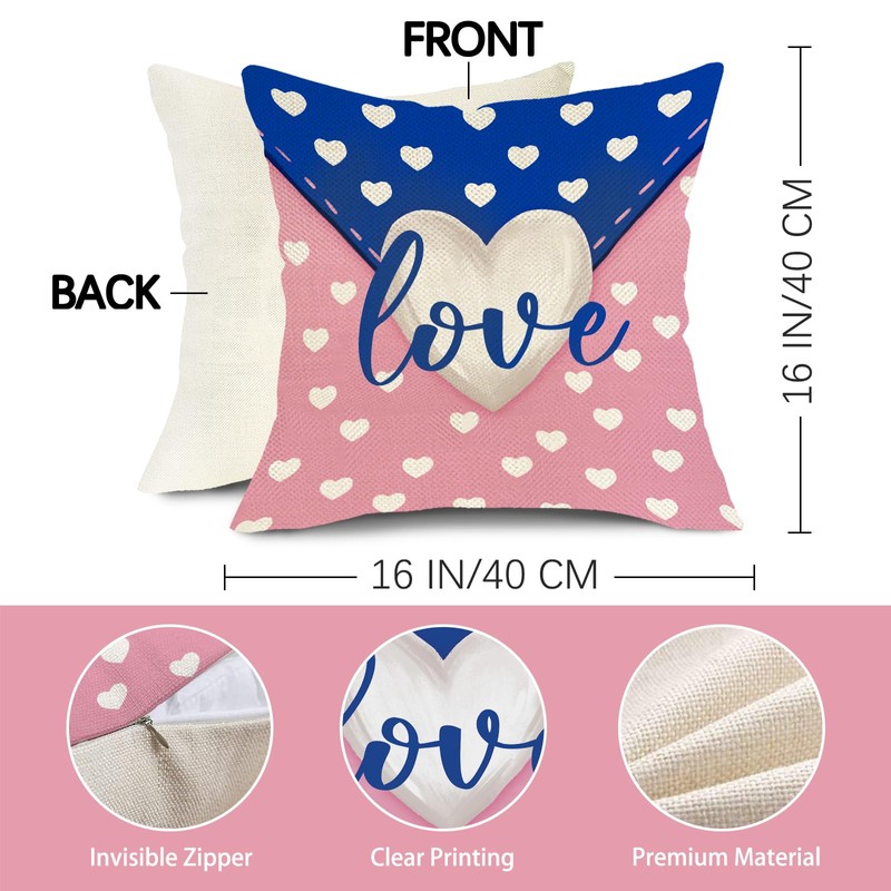 Valentines Day Love Decorative Throw Pillow Covers 16 x 16