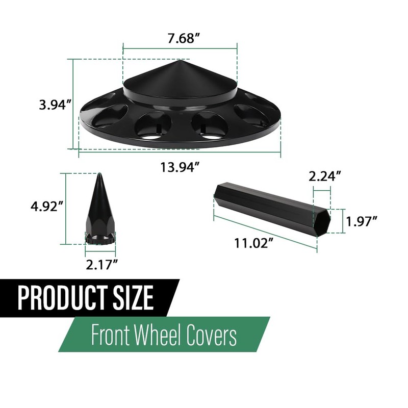 LQI Front Wheel Covers Hub Axle Cover 33mm Spiked Screw-on