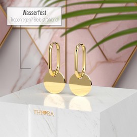 THIORA 'Oasis Collection' Women's Hoop Earrings, Stainless Steel Earrings with Mother of Pearl and Bicolour Options, Jewellery that Tells Stories, Gold, Rose Gold, Silver, Stainless Steel