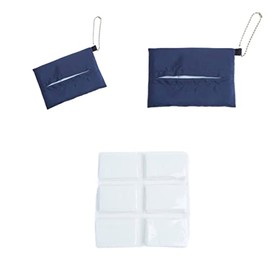 Angel Smile Royal School Tissue Case, Parent & Child Set, Navy Plain Tissue Case (Large/Small) & Mini Tissue (6 Pieces), Set of 3, Kids RSTC2022001, Large and Small, navy
