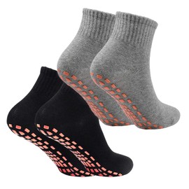 GHEART Yoga Socks Yoga Socks for Women Non-Slip Socks Non-Slip Socks Ideal for Yoga Ladies Pilates Barre Dance Ballet Martial Arts Trampoline Fitness 2 Pairs, Black, grey
