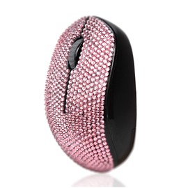 SA@ Luxury 6 Colors Bling Crystal Rhinestone 2.4G Wireless Mouse for Laptop, Notebook, PC, Computer, MacBook Gifts for The Office (Pink)