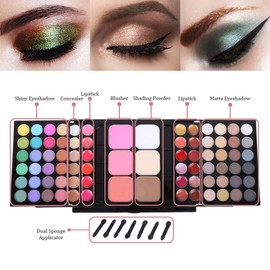 Brillia Contouring Kit Combination Ntday 78 Colours Eye Shadow Palette with Lip Gloss, Blusher, Press powder, Cosmetic Make Up Kit Set Box
