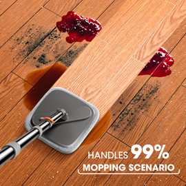 Mop and Bucket Set – Easy-to-use Spin Mop with Separate Dirty Water System, Deep-Cleaning Mops for Floors, Versatile Mops for Walls