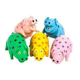 Unbranded Large Dog Toys Globets Polka Dot Pigs Latex Honking Squeakers 9" Colors Vary