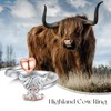 HBLICY Highland Cow Ring 925 Sterling Silver Highland Cow Heart