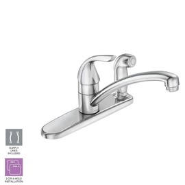 MOEN Adler Single-Handle Low Arc Standard Kitchen Faucet with Side Sprayer in Chrome