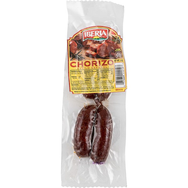 Iberia Chorizo Sausage, 5 oz, Delicious hot Spanish dry sausage with a great texture and spiced with traditional seasonings.