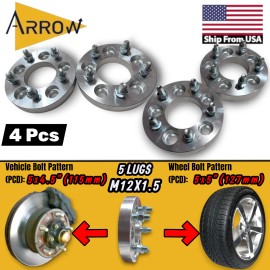 Arrow 4PCS 5X4.5(114.3MM) TO 5X5(127 MM) WHEEL ADAPTER 1.25" FIT: HONDA ACCORD 5 LUGS