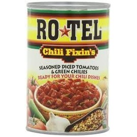 Ro-tel Chili Fixin's Seasoned Diced Tomatoes & Green Chilies, Ready for your Chilie Dishes 10oz cans ( Pack of 2 )