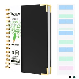 Thboxes A5 Notebook Lined, 300 Pages A5 Notepad Spiral Notebook, 100GSM Thick Paper Hardback Notebook for Women Men Office School, 24 Labels, 15 X 21.5 cm