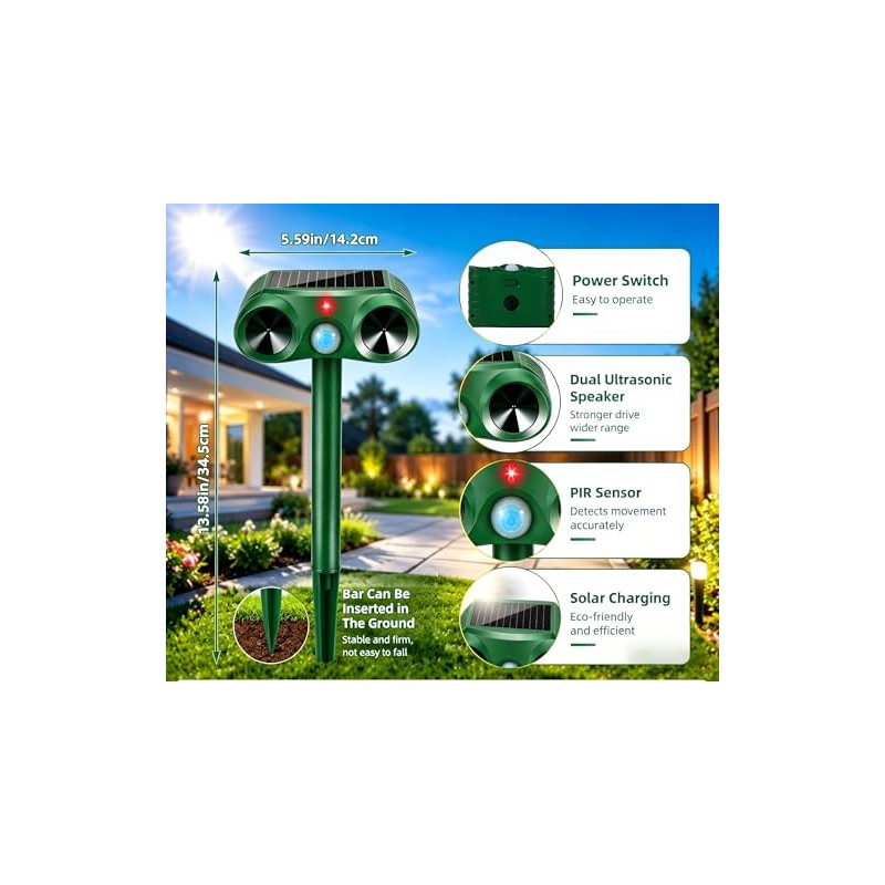 Solar Ultrasonic Animal Repeller 4 Pack Sonic Fortress Pro Deer