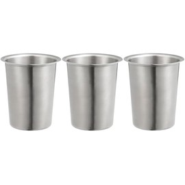 OCS Parts Pro Series Set of Three Stainless Steel Utensil Organizer Cups | 5 Inch Cups for Flatware, Kitchen Utensils, Silverware, Straws, Pens and Pencils