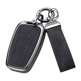 YO&YOYE Compatible con Funda para Llavero de Toyota con Llavero, Estuche de Cuero Protector de Llave para Camry RAV4 Highlander C-HR Prius Corolla Avalon GT86 2018-2022 Llave Inteligente (Model1
