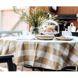 Mantel redondo de 70 pulgadas, mantel redondo, mantel bohemio, mantel redondo para exteriores, mantel de primavera y Pascua, mantel de comedor a cuadros, mantel a cuadros