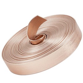GORGECRAFT 5.5Yds Metallic Leather Straps 0.5" Wide Shiny Flat Misty Rose Leather Cord Glossy Pu Leather Lace Stripper Beading String Ribbon Crafts Double Sided Faux Supplies for Making Crafting