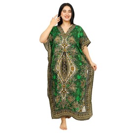Women's Long Kaftan Dress Maxi Caftan Dress Gown Top Night Dress (Green)