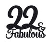 24 Pcs 22 Birthday Cupcake Toppers - BLACK Glitter, 22nd