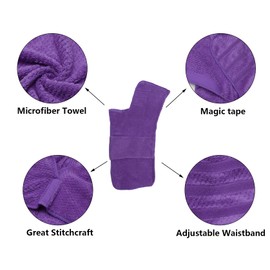 Geyecete Dog Bathrobe Towel - Fast Drying Coat, Super Absorbent Bath Robe for Dogs and Cats - Pineapple Grid Pattern - Purple - Size M