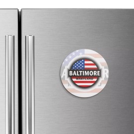 Unbranded Baltimore City Maryland USA State Flag | 4'' X 4'' Round Decorative Magnet