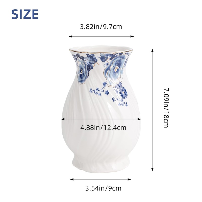 Ceramic Flower Vase Home Decor,7.09in vase for Rustic-Style Living Rooms,