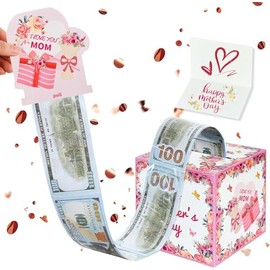 SUNOHYESLA Mother's Day Surprise - Money Whtie&Pink Box for Cash Gift Pull Mama Surprise Money Pull Box for Cash Gift Mom Box,Money Gift Boxes for Cash Pull(Whtie&Pink)