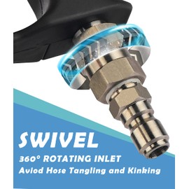 Pressure Washer Short Gun with Swivel - 3/8" Male Plug and 1/4” Quick Connector Coupler - Power Washer Gun, High Pressure Water Handle, Car Wash Foam Gun Compatible with Foam Cannon (With Nozzles Set)