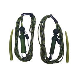 2 Pcs 100cm Helicopter Leader in Camo Green and Camo Brown 45lbs Strength Carp Fishing Terminal Tackle Heli Rig (Camo Green)