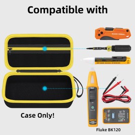 HESPLUS Hard Case for Fluke BK120 SmartTrace Breaker Finder and Socket Tester & GFCI Outlet Tester and Accessories, Electrical Tools Storage Organizer Bag, Black&Yellow (Case Only)