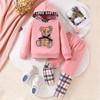 Ayzozuy Toddler Kid Girl Clothes Bear Print Drop Shoulder Hoodie