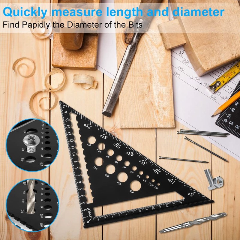 flintronic Triangle Ruler Carpenters Square Tool, Aluminium Metal Set Square