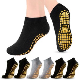 Supcomsta 3 Pairs Non Slip Socks for Men Women, Grip Socks Pilates Fitness Grippy Sock, Pilates Grip Yoga Socks with Grips for Women Sport Dance