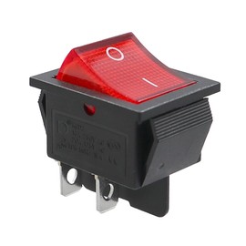 WITTKOWARE Control Rocker Switch 30 x 22 mm Snap-In, 2-Pole, On/Off, 16A/250V~, Red Illuminated, Pack of 3