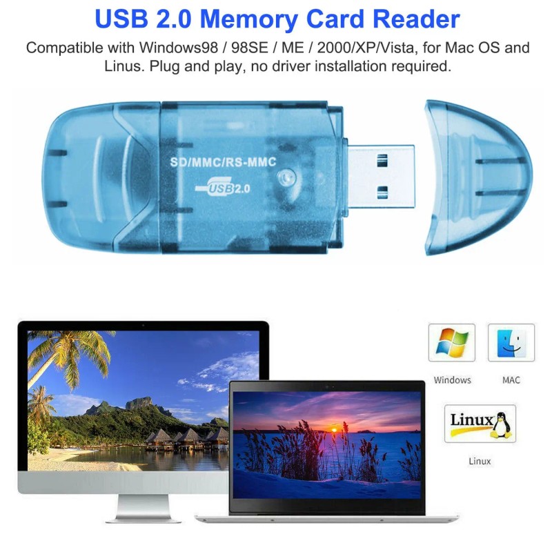 High-Speed 480Mbps USB 2.0 Memory Card Reader Adapter Card Reader